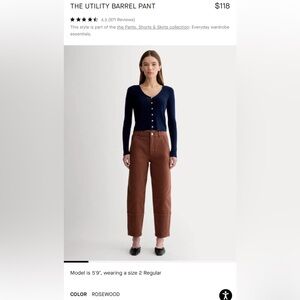 Everlane Utility Barrel Pant 2R in Rosewood